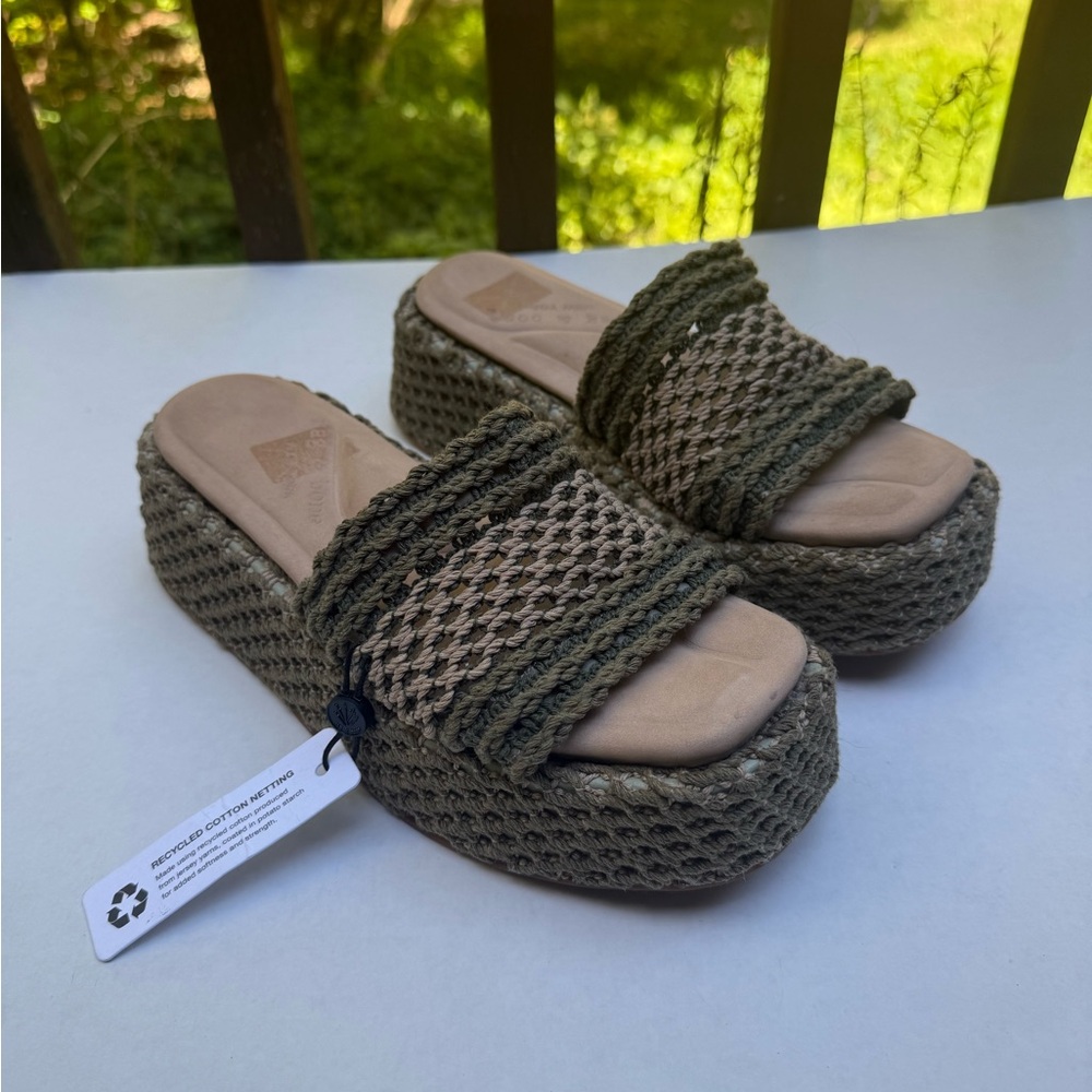 rag & bone Olive Woven Platform Slides